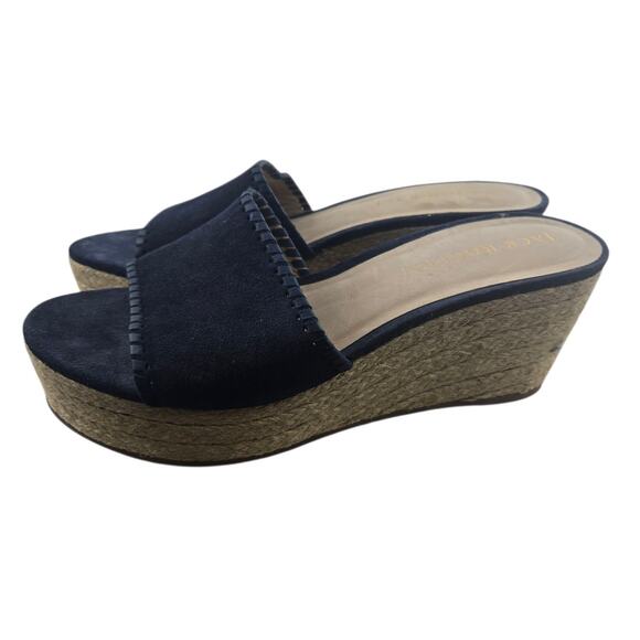 Jack Rogers Platform Espadrille Slide Sandals Womens 11 Blue Suede Boho Preppy - Picture 6 of 11